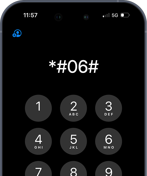 Dial *#06# on your phone